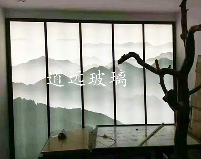 夾絲山水畫玻璃015